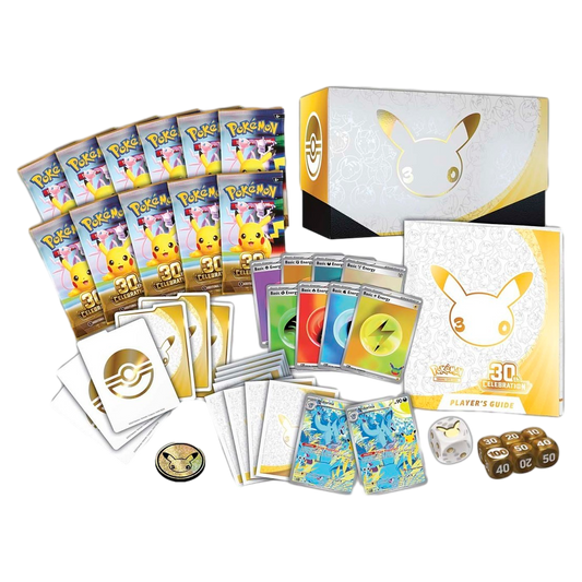 Pokemon 30th Celebration Pokemon Center Elite Trainer Box — angled view, factory sealed