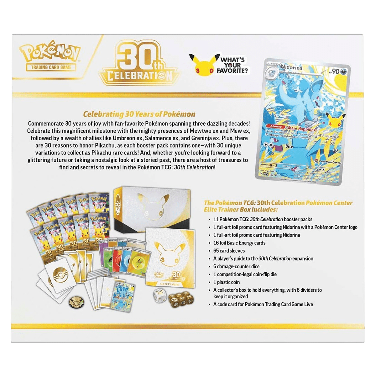 Pokemon 30th Celebration Pokemon Center Elite Trainer Box — display view, factory sealed