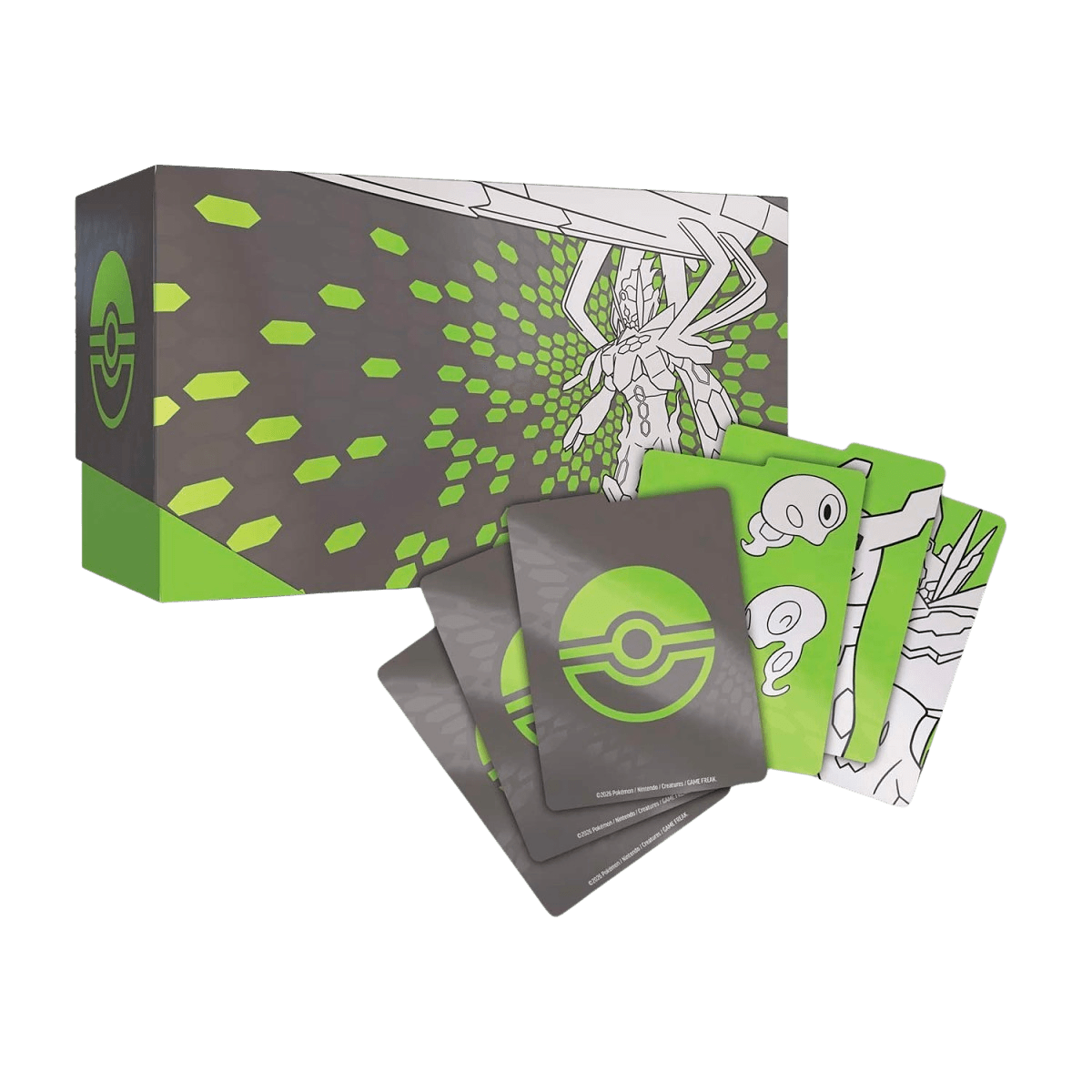 Pokemon Perfect Order ETB (Elite Trainer Box) – main box with Mega Zygarde artwork and matching card sleeves.