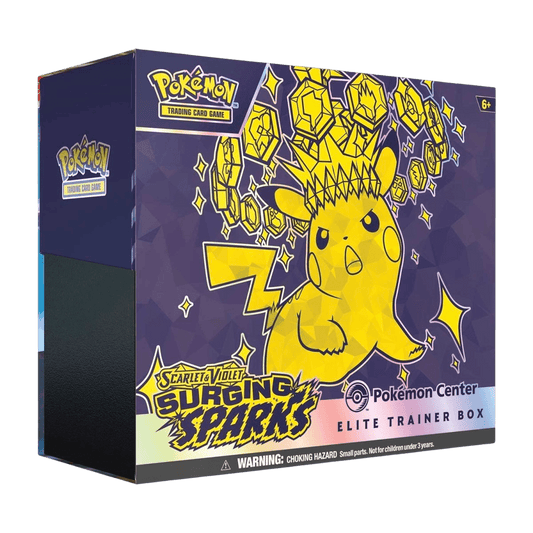 Pokemon Surging Sparks ETB Pokemon Center Exclusive with Stellar Tera Pikachu artwork