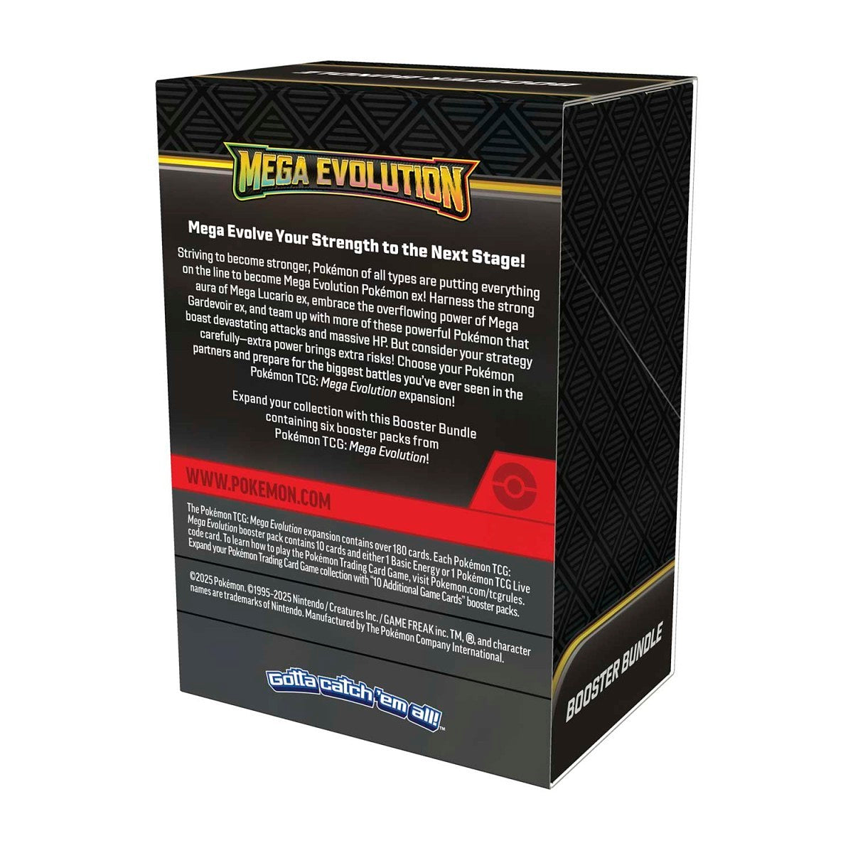 Back of Pokemon Mega Evolution booster bundle packaging.