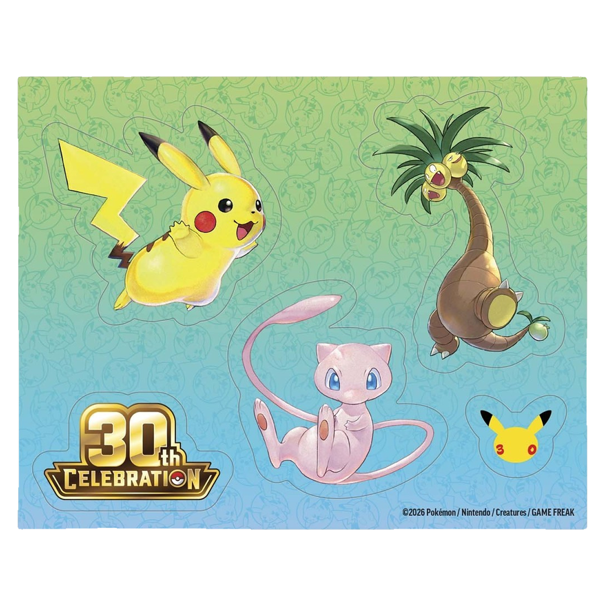 Pokémon 30th Celebration Tech Sticker Collection — Alolan Exeggutor — back view, factory sealed