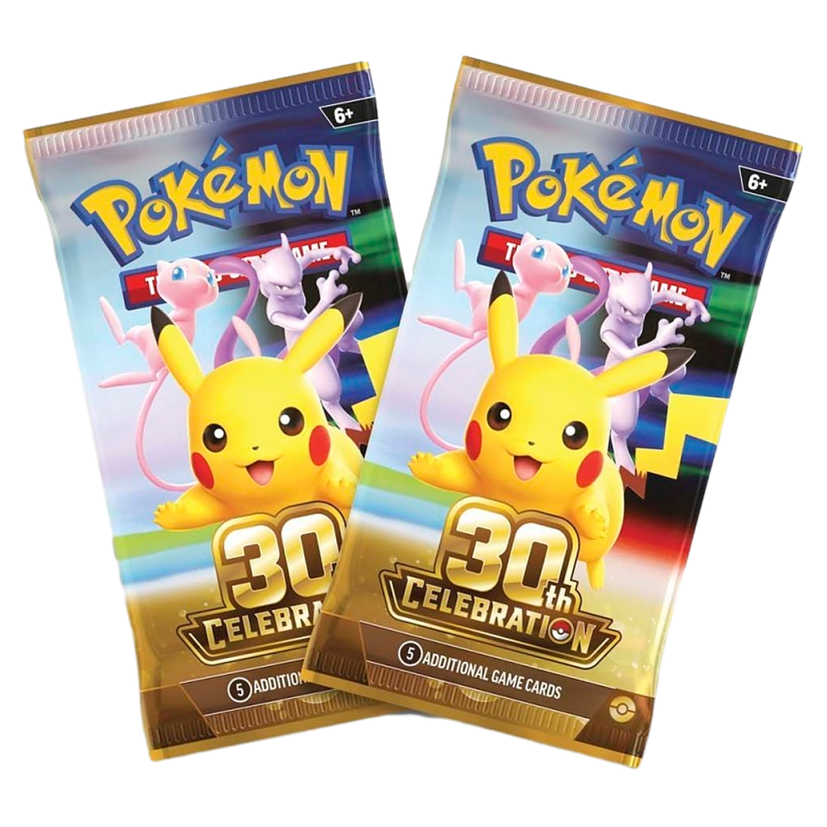 Pokémon 30th Celebration Eevee Collection — 2 Packs & Coin — angled view, factory sealed
