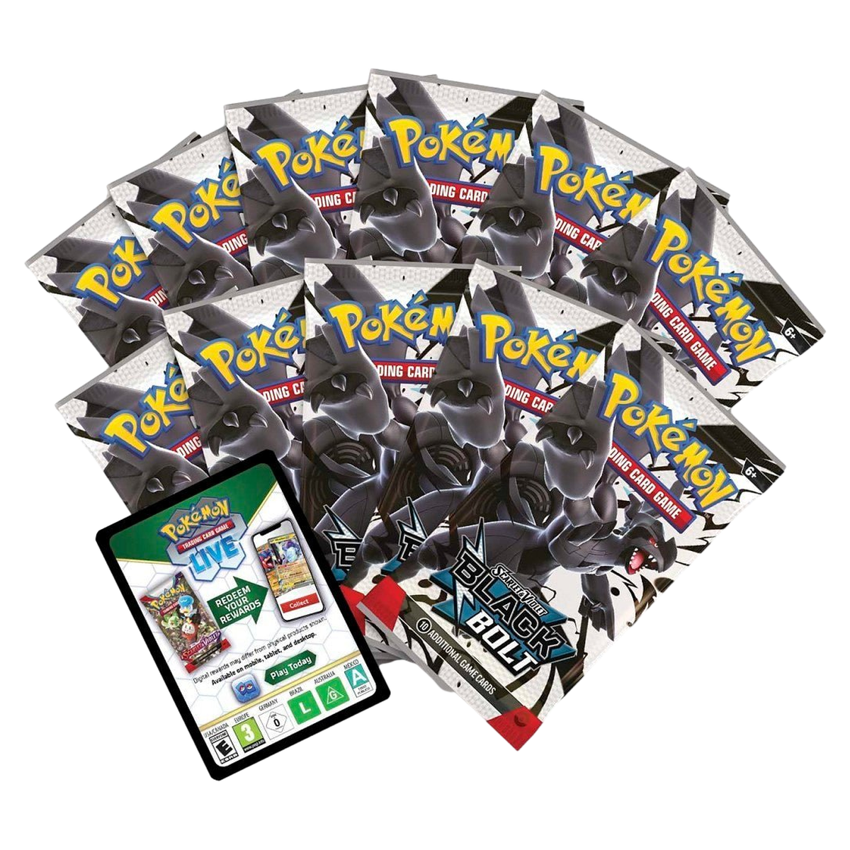 Pokemon Black Bolt ETB 11 booster packs and TCG Live code card