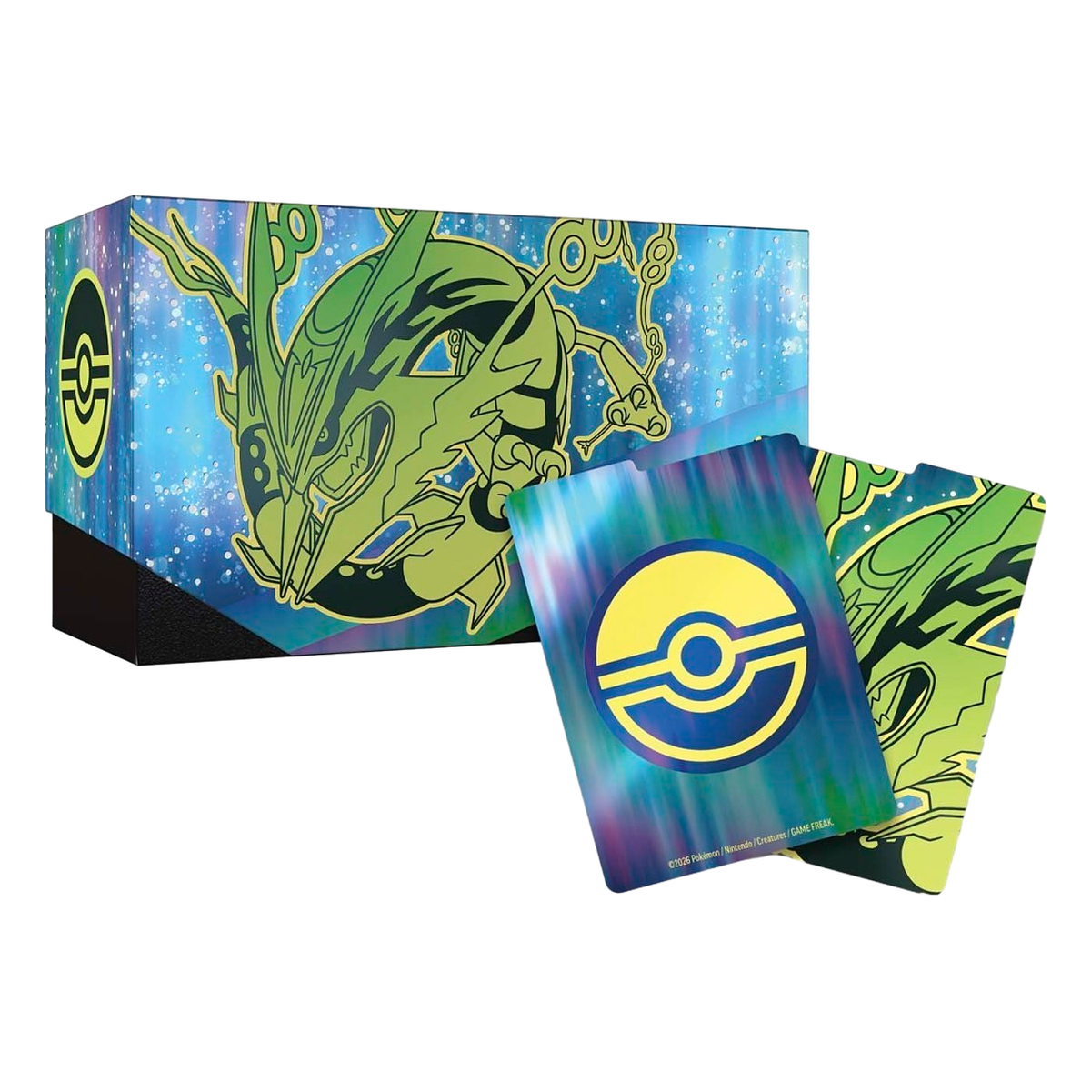 Delta Reign collector's box with Mega Rayquaza artwork and two of its six card dividers