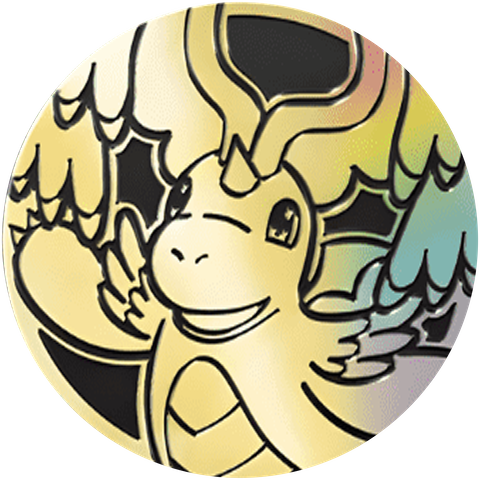 Pokémon Ascended Heroes Elite Trainer Box coin featuring Dragonite
