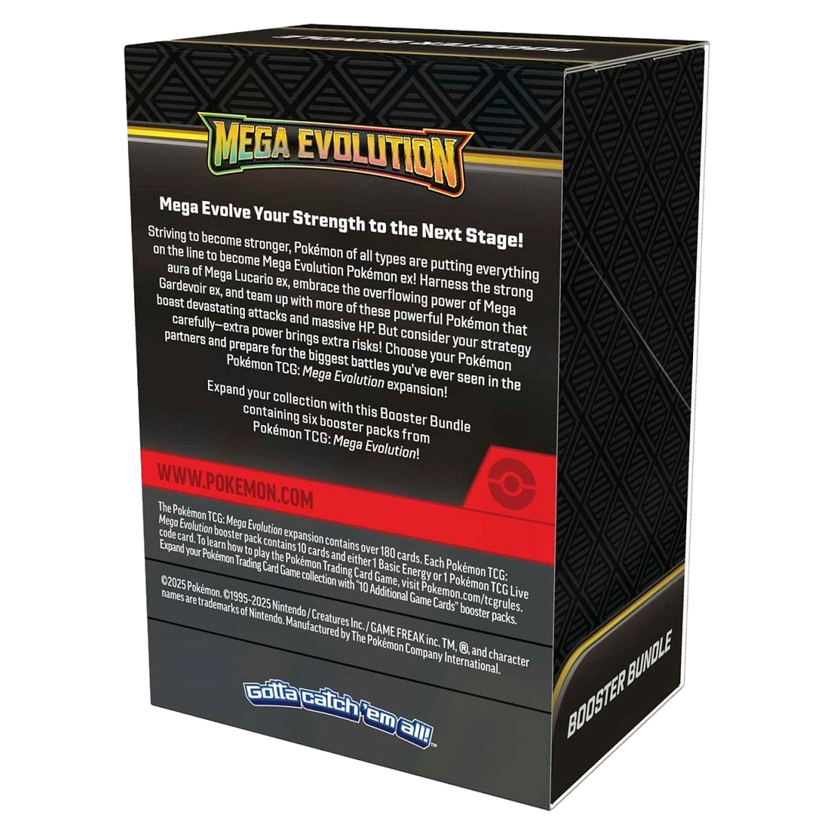 Back of Pokemon Mega Evolution booster bundle packaging.