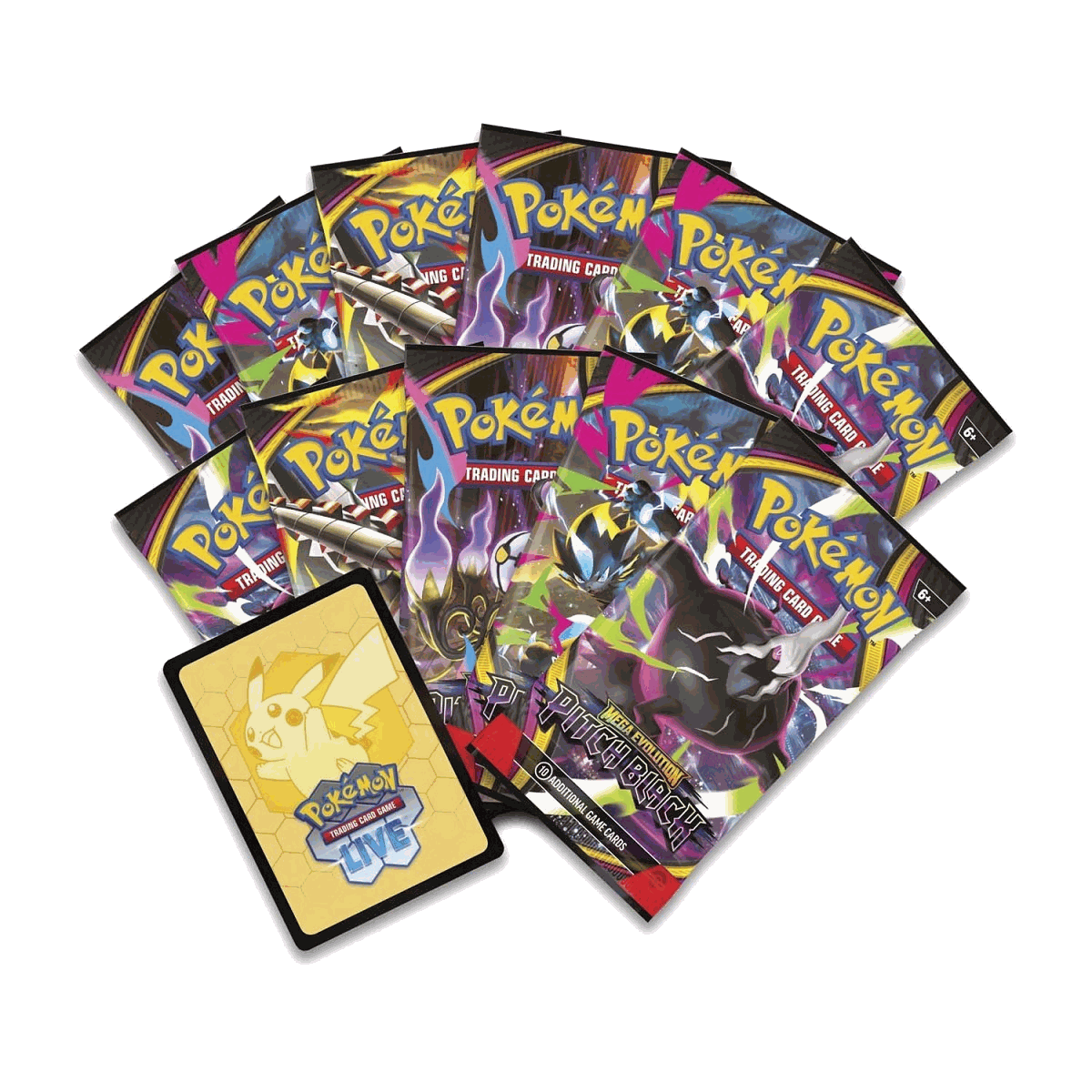 Eleven Pokemon Pitch Black booster packs with Pokemon TCG Live code card