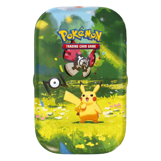 Pokémon 30th Celebration Mini Tin in the Pikachu day design, one example of the ten designs, which are sent at random