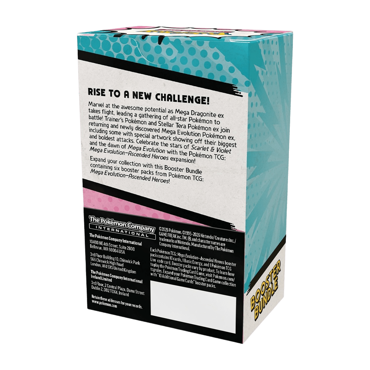 Pokemon Ascended Heroes Booster Bundle box back highlighting set features and contents