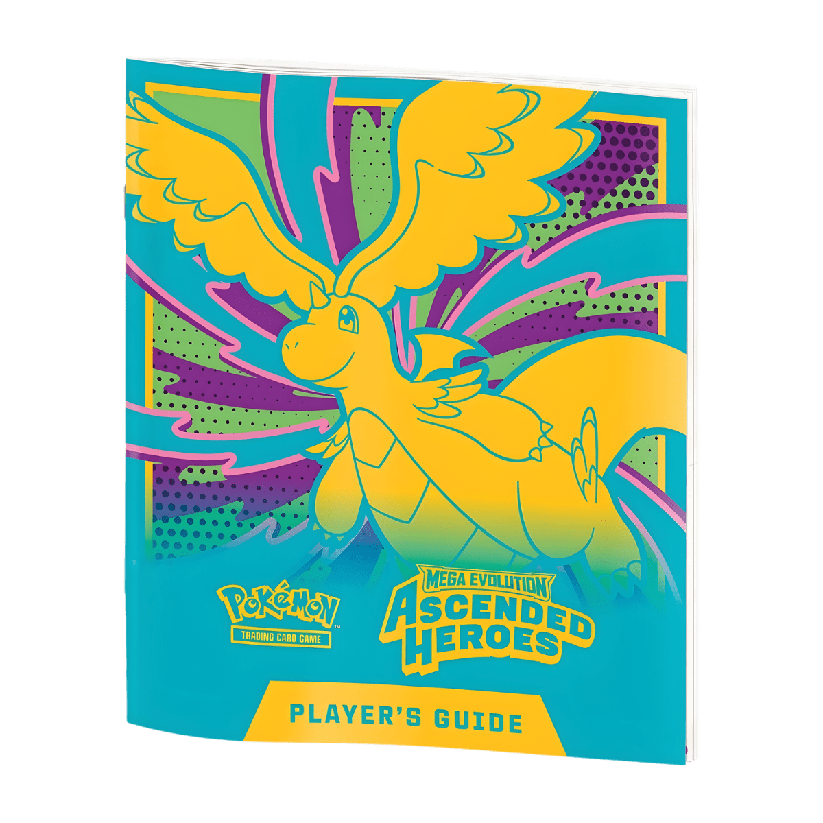 Pokemon Ascended Heroes ETB (Elite Trainer Box) Player’s Guide featuring Mega Dragonite, exclusive official accessory.