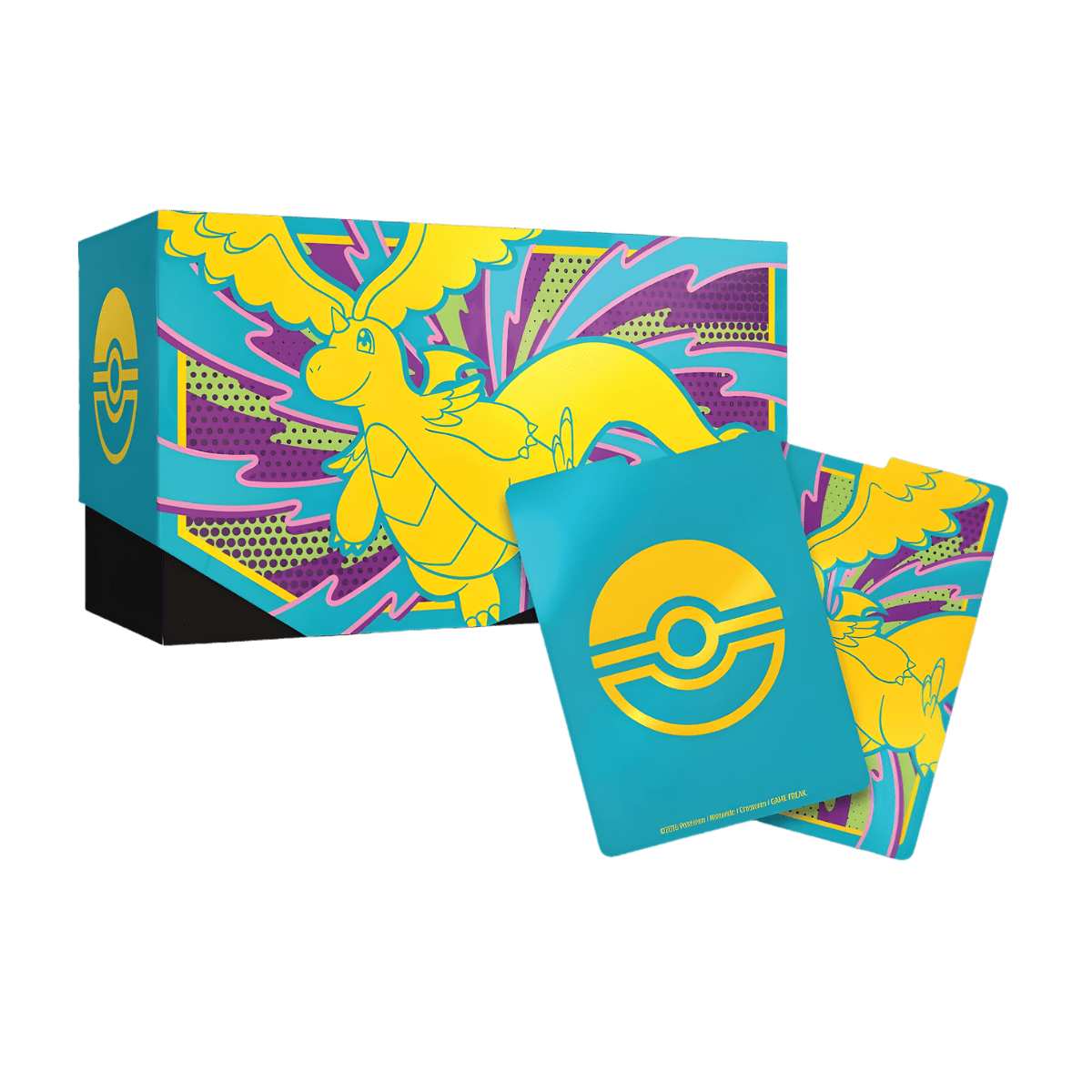 Pokemon Ascended Heroes ETB (Elite Trainer Box) – main box with Mega Dragonite artwork and matching card sleeves.